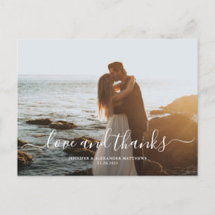 Chic Script Love Wedding Thank You  Photo Postcard