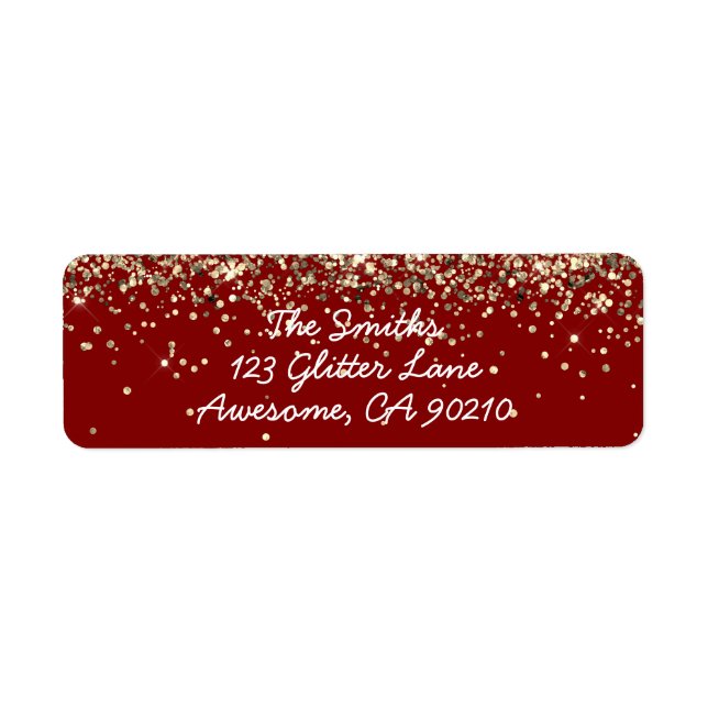 Chic Script Maroon Glitter Wedding Return Address (Front)
