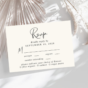 Chic Script Menu Choice Cream Wedding RSVP