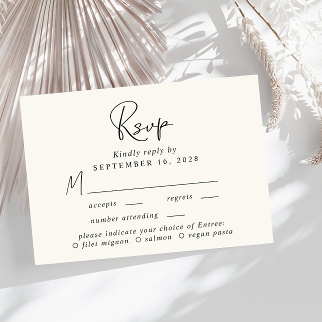Chic Script Menu Choice Cream Wedding RSVP (Creator Uploaded)