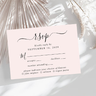 Chic Script Menu Choice Pink Wedding RSVP