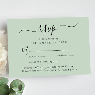 Chic Script Menu Choice Sage Wedding RSVP