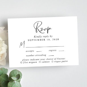 Chic Script Menu Choice Wedding RSVP