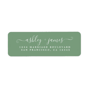 Chic Script Mineral Green Wedding Return Address
