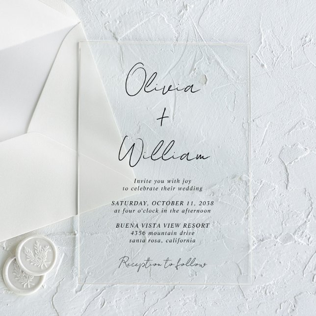 Chic Script Minimalist Wedding Acrylic Invitations (Make your wedding unforgettable with stunning acrylic invitations—modern, elegant, unique!)