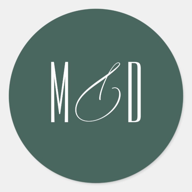 Chic Script Monogram Classic Wedding Classic Round Sticker (Front)
