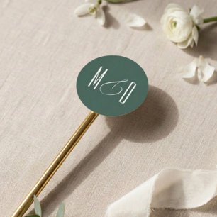Chic Script Monogram Classic Wedding Round Sticker