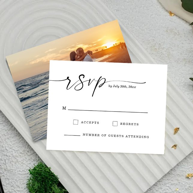 Chic Script Monogram Wedding Response Card (Creator Uploaded)