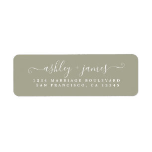 Chic Script Moss Gray Wedding Return Address