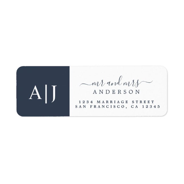 Chic Script Mr Mrs Monogram Return Address (Front)