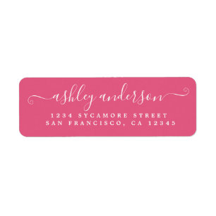 Chic Script Name Hot Pink Return Address
