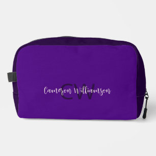 Chic Script Name & Initials Solid Indigo Purple Dopp Kit