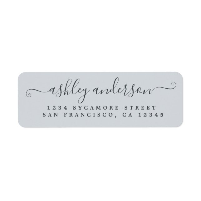 Chic Script Name Pastel Blue Return Address (Front)