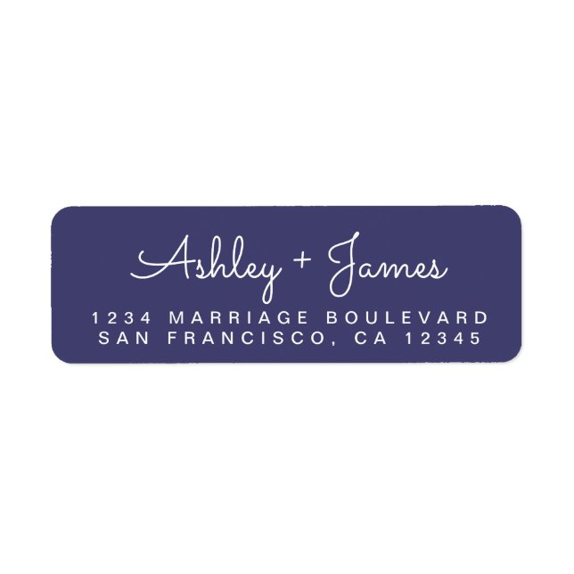 Chic Script Names Navy Blue Return Address (Front)