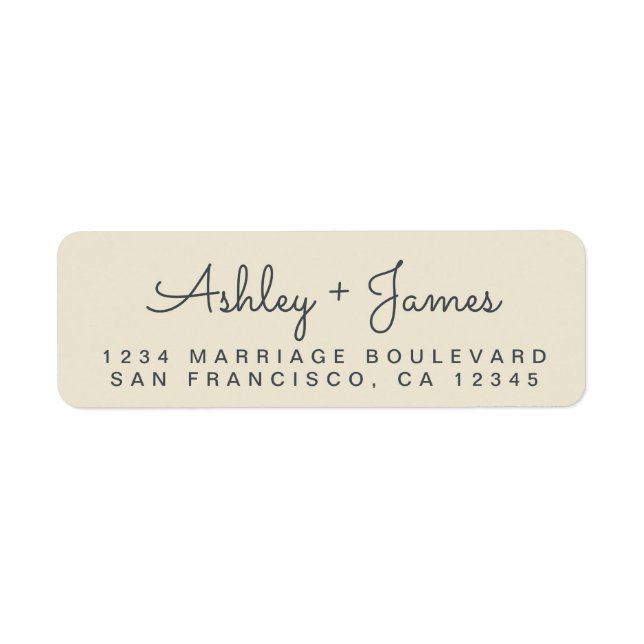 Chic Script Names Wedding Return Address Label (Front)