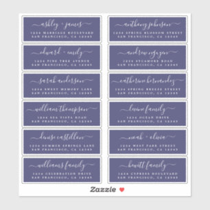 Chic Script Navy Blue Wedding Guest Address Labels