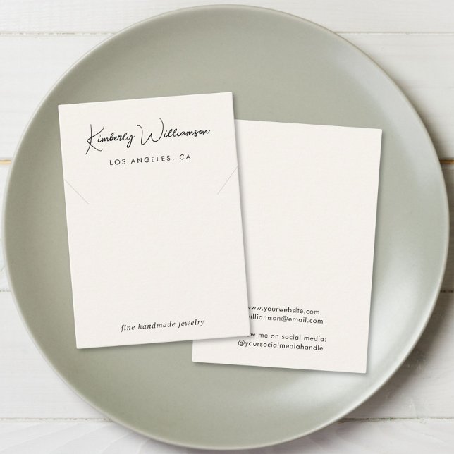 Chic Script Necklace Cream Jewellery Display Card (Empower your name in our signature script as your logo and brand identity)