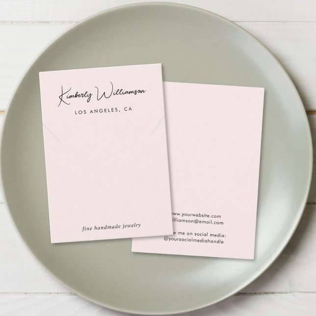 Chic Script Necklace Pink Jewellery Display Card (Empower your name in our signature script as your logo and brand identity)