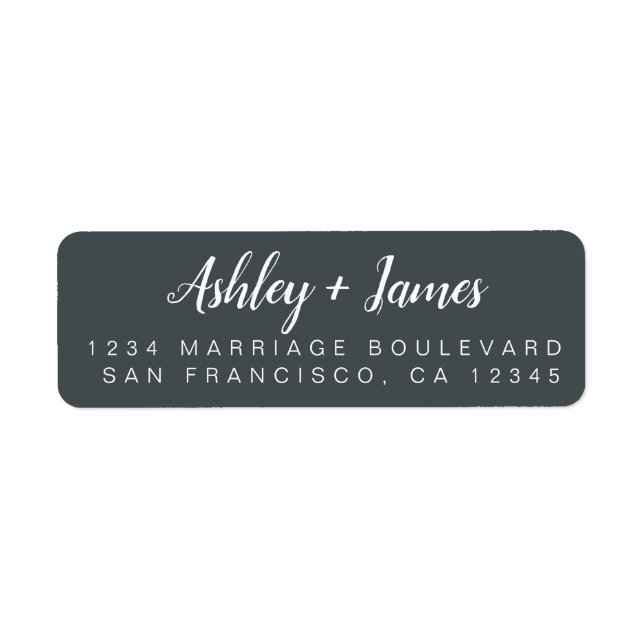 Chic Script Off-Black Wedding Return Address (Front)