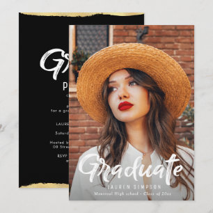 Chic script overlay graduation party invitation