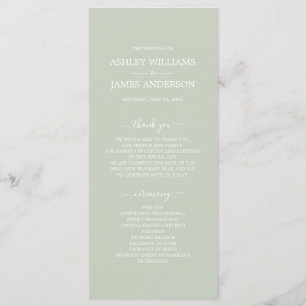 Chic Script Pastel Green Simple Minimal Wedding Programme