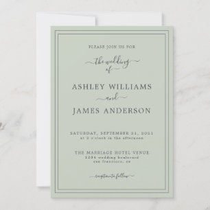 Chic Script Pastel Green Wedding invitation