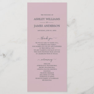 Chic Script Pastel Purple Simple Minimal Wedding Programme