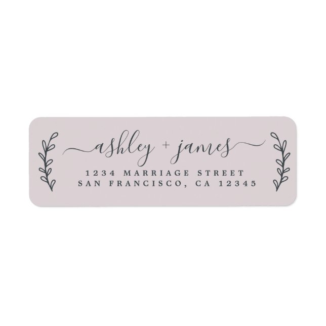 Chic Script Pastel Purple Wedding Return Address (Front)