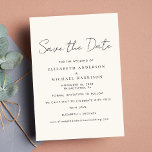 Chic Script Photo Cream Save The Date<br><div class="desc">Chic light cream save the date wedding announcement featuring "Save the Date" in a minimal modern script and your personalised save the date details in simple typography. The reverse side features your photo overlayed with your first names and wedding date.</div>