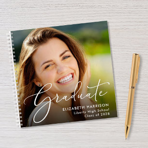 Chic Script Photo Graduation Party Guest Book