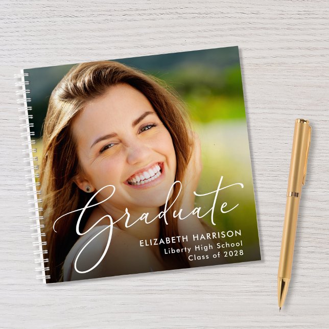 Chic Script Photo Graduation Party Guest Book (Creator Uploaded)