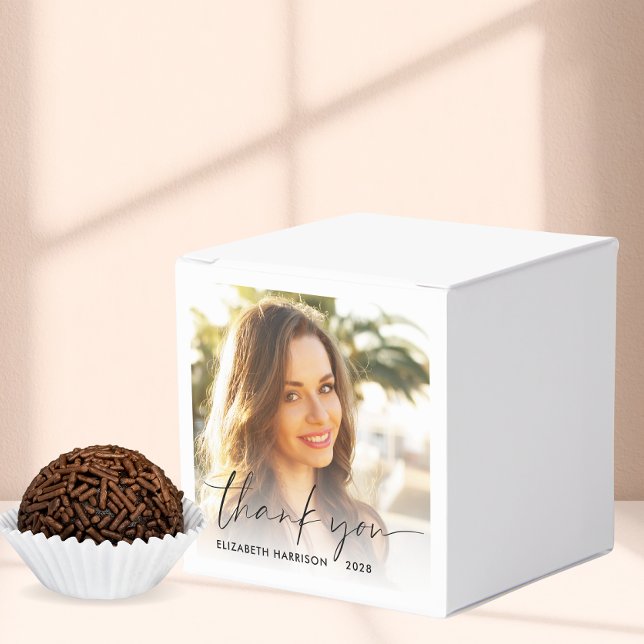 Chic Script Photo Graduation Party Thank You Favour Box (Creator Uploaded)