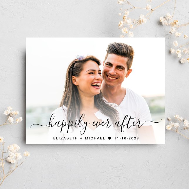 Chic Script Photo QR Code Save The Date Announcement Postcard (Our user-friendly template allows you to easily upload your photo & create a perfect save the date)