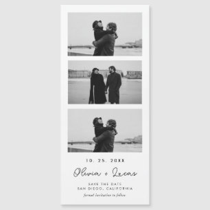 Chic Script Photo Strip Magnetic Wedding
