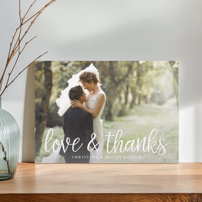 Chic Script Photo Thank You Card w/ Back Message (Creator Uploaded)