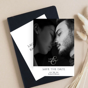 Chic Script Photo Wedding Save The Date  Holiday Card