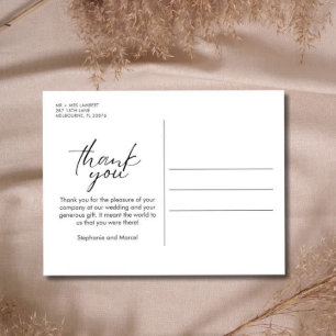 Chic Script Photo Wedding Thank You  Postcard