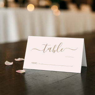 Chic Script Pink Gold Wedding Table Number Place Card