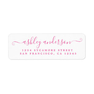 Chic Script Pink Ink Name Return Address