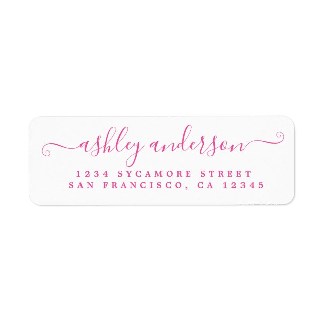 Chic Script Pink Ink Name Return Address (Front)