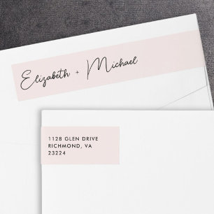 Chic Script Pink Wedding Return Address Wrap Around Label