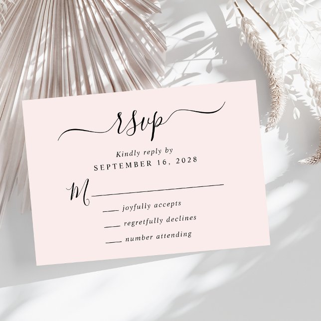 Chic Script Pink Wedding RSVP Card (Creator Uploaded)