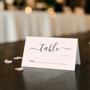 Chic Script Pink Wedding Table Number Place Card