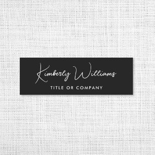 Chic Script Professional Black Name Tag