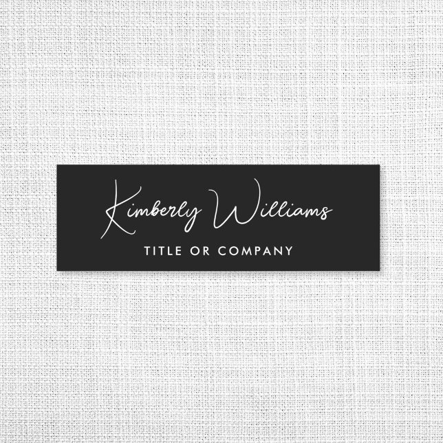 Chic Script Professional Black Name Tag (Creator Uploaded)