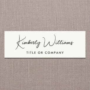 Chic Script Professional Cream Name Tag