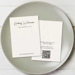 Chic Script QR Code Earring Cream Display Card
