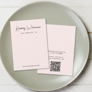 Chic Script QR Code Earring Pink Display Card