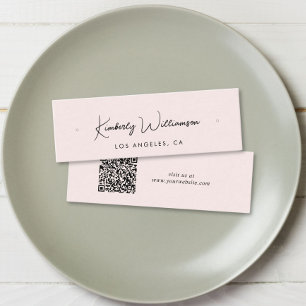 Chic Script QR Code Earring Pink Display Card