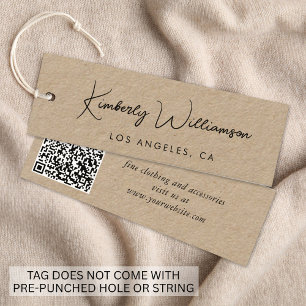 Chic Script QR Code Kraft Paper Clothing Hang Tag